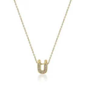 Altın Taşlı Ü Harf Kolye