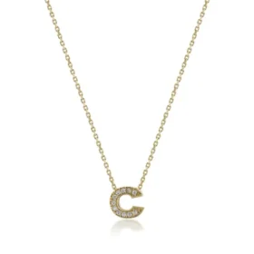 Altın Taşlı C Harf Kolye
