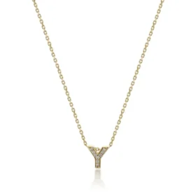 Altın Taşlı Y Harf Kolye
