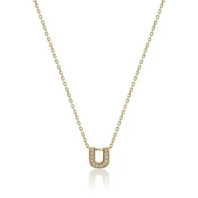 Altın Taşlı U Harf Kolye