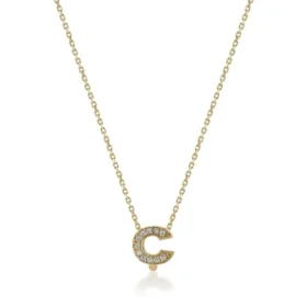 Altın Taşlı Ç Harf Kolye