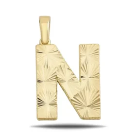 Altın N Harf Kolye Ucu