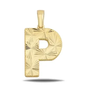 Altın P Harf Kolye Ucu