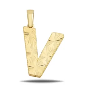 Altın V Harf Kolye Ucu