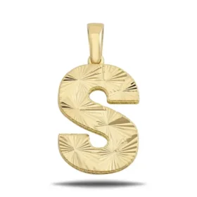 Altın S Harf Kolye Ucu