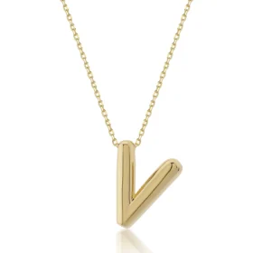 Altın V Harf Kolye