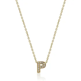 Altın Taşlı P Harf Kolye