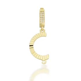 Altın Taşlı Ç Harf Kolye Ucu