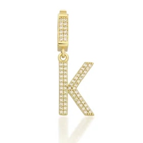 Altın Taşlı K Harf Kolye Ucu