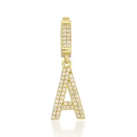 Altın Taşlı A Harf Kolye Ucu