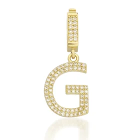 Altın Taşlı G Harf Kolye Ucu