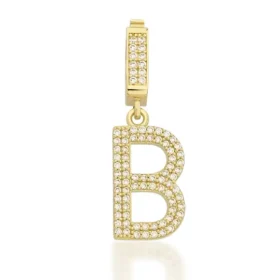 Altın Taşlı B Harf Kolye Ucu