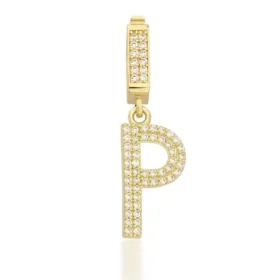 Altın Taşlı P Harf Kolye Ucu