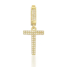 Altın Taşlı T Harf Kolye Ucu