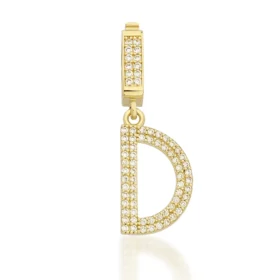 Altın Taşlı D Harf Kolye Ucu