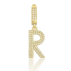 Altın Taşlı R Harf Kolye Ucu