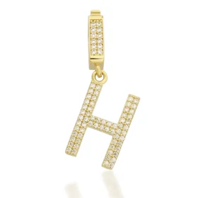 Altın Taşlı H Harf Kolye Ucu