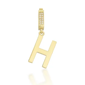 Altın Taşlı H Harf Kolye Ucu