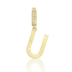 Altın Taşlı U Harf Kolye Ucu