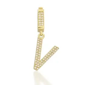 Altın Taşlı V Harf Kolye Ucu