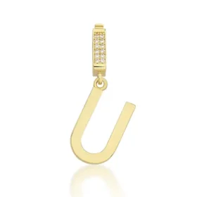 Altın Taşlı U Harf Kolye Ucu