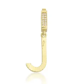 Altın Taşlı J Harf Kolye Ucu