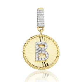 Altın Taşlı B Harf Kolye Ucu