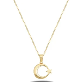 Altın Ay Yıldız Kolye