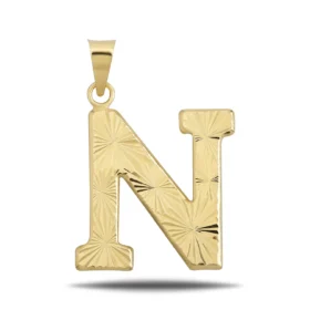 Altın N Harf Kolye Ucu