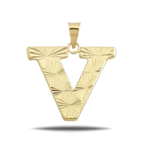 Altın V Harf Kolye Ucu