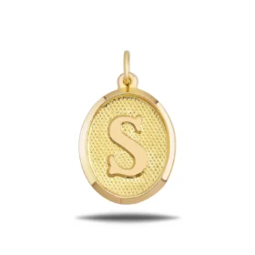 Altın S Harf Kolye Ucu