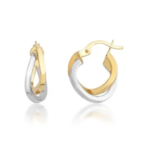 Altın Çift Renk Halka Küpe