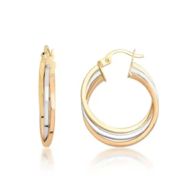 Altın Üç Renk Halka Küpe