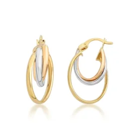 Altın Üç Renk Halka Küpe