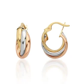 Altın Üç Renk Halka Küpe