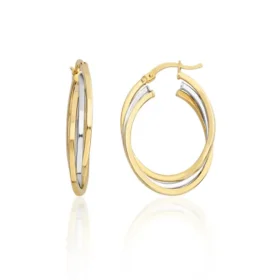 Altın Çift Renk Halka Küpe