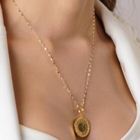 22 Ayar Çeyrek Altın Uç 14 Ayar Altın Aynalı Zincir Kolye