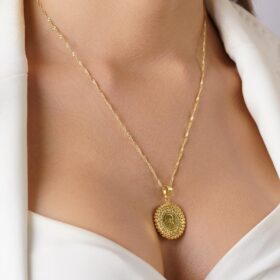 22 Ayar Çeyrek Altın Uç 14 Ayar Altın Singapur Zincir Kolye