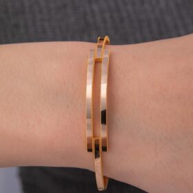 22 Ayar Görünümlü 14 Ayar Altın Kaburga Ajda Kelepçe Bilezik