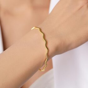 22 Ayar Görünümlü 14 Ayar Altın Kalemli Zikzak Ajda Bileklik