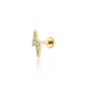 Altın Tragus Şimşek Piercing
