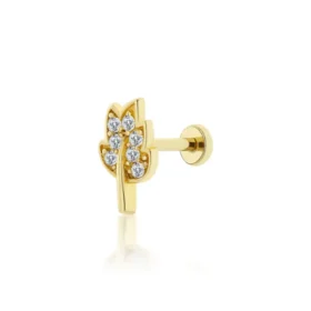 Altın Tragus Yaprak Piercing