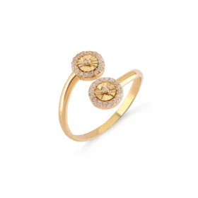 Flamenko Taşlı Çift Başlı Sarmal Altın Yüzük