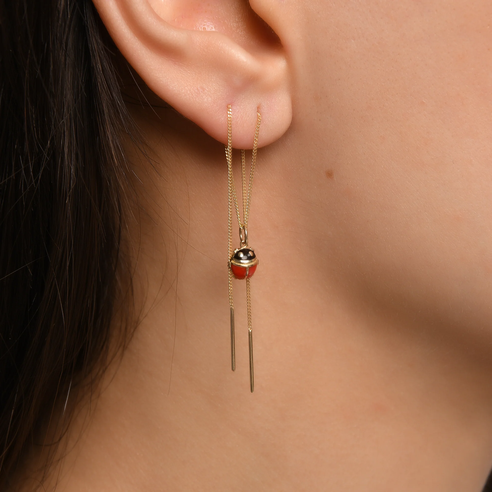 Mineli Uğur Böceği Altın Charm - Görsel 4