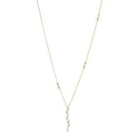 Bagetto Zigzag Taşlı Altın Kolye