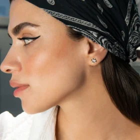 Rhythm Mineli Kare Tek Altın Küpe