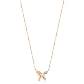 Cabaret Beyaz Safir Kelebek Altın Kolye