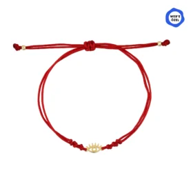 Motto Çizgisel Altın Göz İpli Bileklik