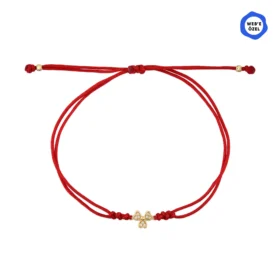 Motto Altın Taşlı Kalpli Yonca İpli Bileklik