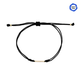 Motto Altın Taşlı Minimal Uzun Bar İpli Bileklik